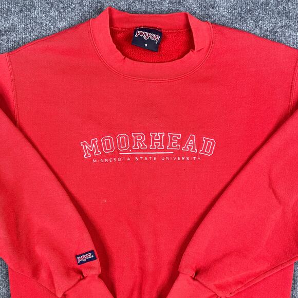 Jansport Sweatshirt Mens S Red Moorhead Minnesota State University Crewneck - Picture 1 of 8